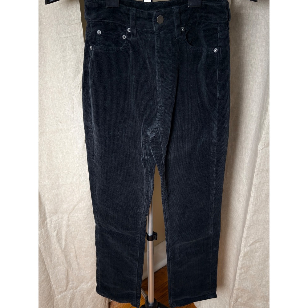 Quince Organic Stretch Corduroy Straight Leg Pants Women 0 Black NWOT